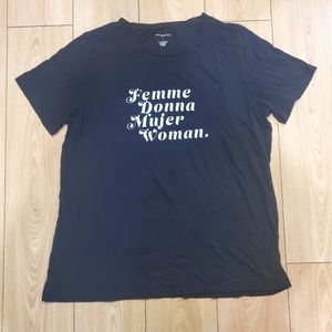 Banana Republic Factory, Black Graphic Cropped Babydoll Tee, Size L